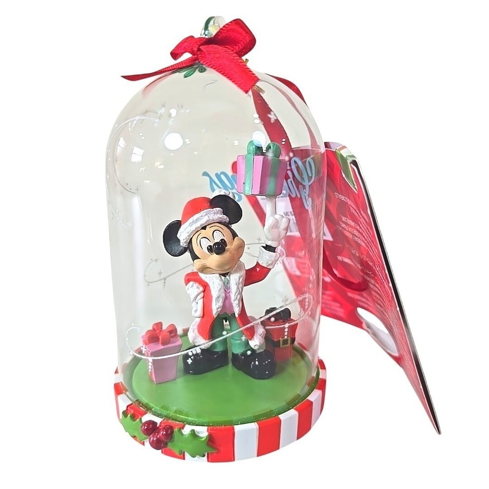 Disney Santa Mickey‎ Mouse Glass Dome Sketchbook Ornament - NWT